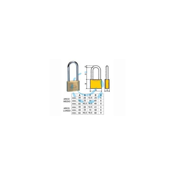 LUCCHETTO OTTONE ARCO LUNGO 2700 - mm.40 arco medio (2780S)