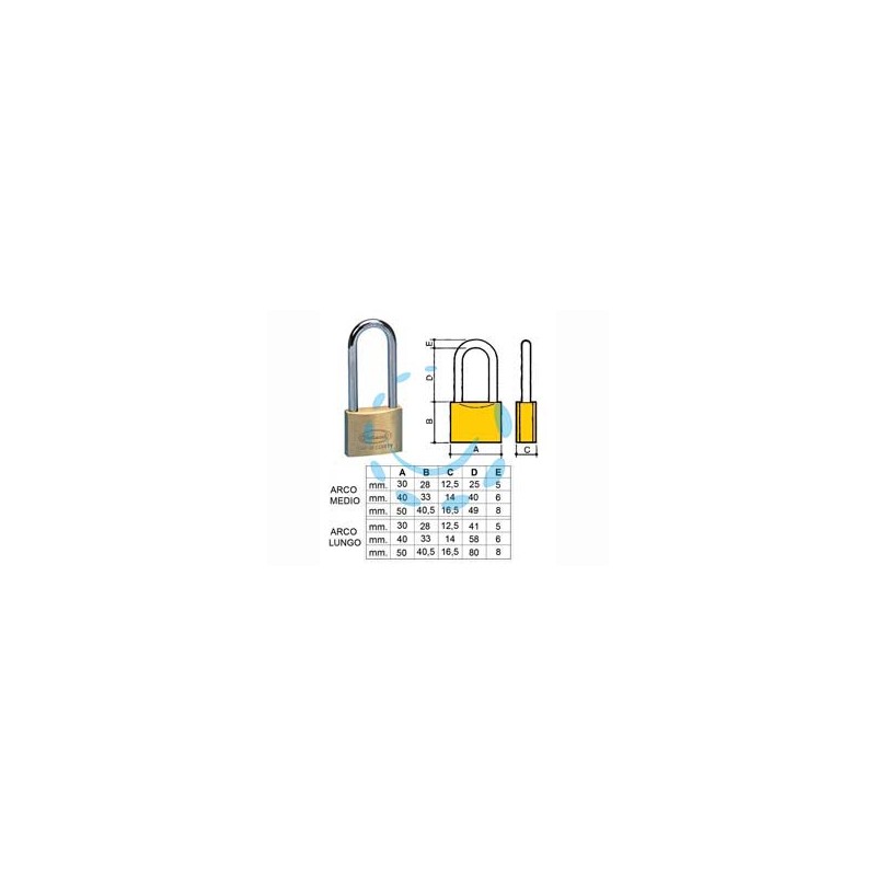LUCCHETTO OTTONE ARCO LUNGO 2700 - mm.50 arco medio (2790S)