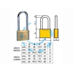 LUCCHETTO OTTONE ARCO LUNGO 2700 - mm.40 arco lungo (2780)