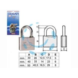 LUCCHETTO OTTONE ARCO NORMALE OCEAN 2700M IN BLISTER - mm.30 (2730MB)