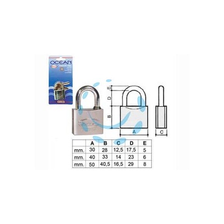 LUCCHETTO OTTONE ARCO NORMALE OCEAN 2700M IN BLISTER - mm.30 (2730MB)