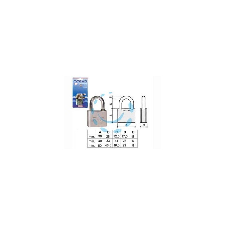 LUCCHETTO OTTONE ARCO NORMALE OCEAN 2700M IN BLISTER - mm.30 (2730MB)