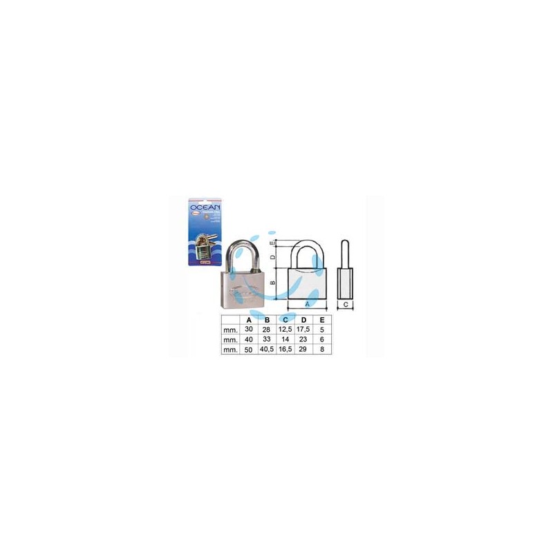 LUCCHETTO OTTONE ARCO NORMALE OCEAN 2700M IN BLISTER - mm.50 (2750MB)