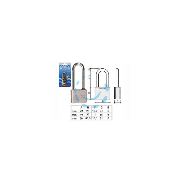 LUCCHETTO OTTONE ARCO LUNGO OCEAN 2700M IN BLISTER - mm.30 (2770MB)
