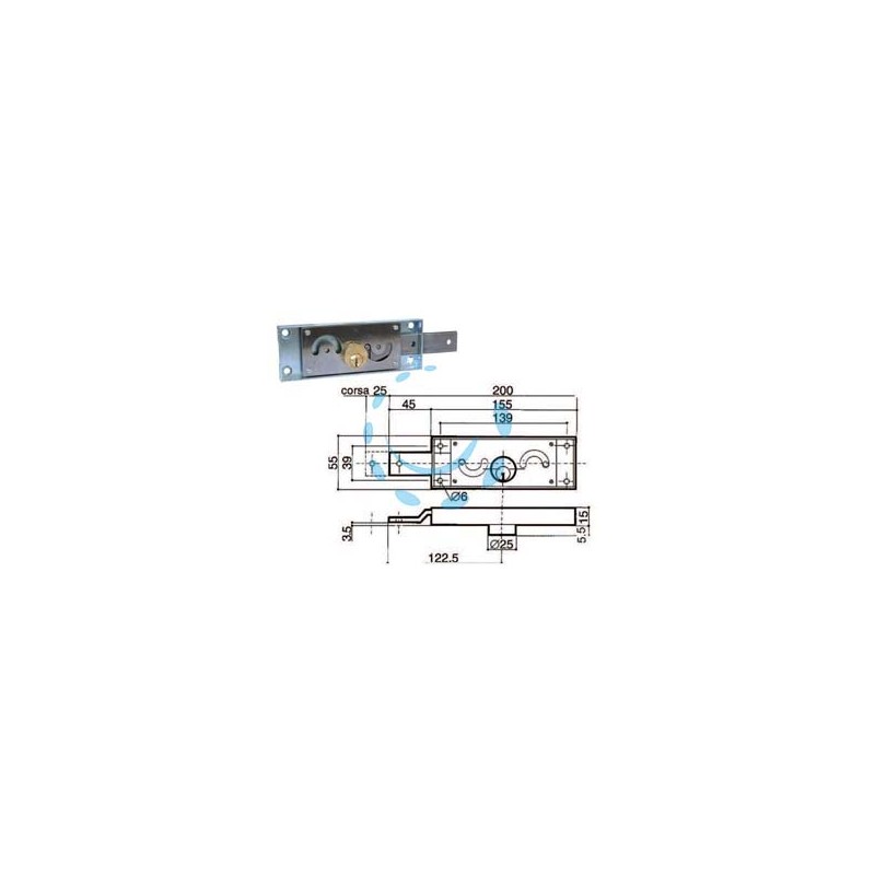 SERRATURA SERRANDA LATERALE CILINDRO FISSO TONDO - DX-SX accoppiate (0711.001)