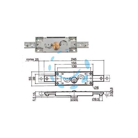 SERRATURA SERRANDA CENTRALE CILINDRO FISSO TONDO 6211 - (6211.000)