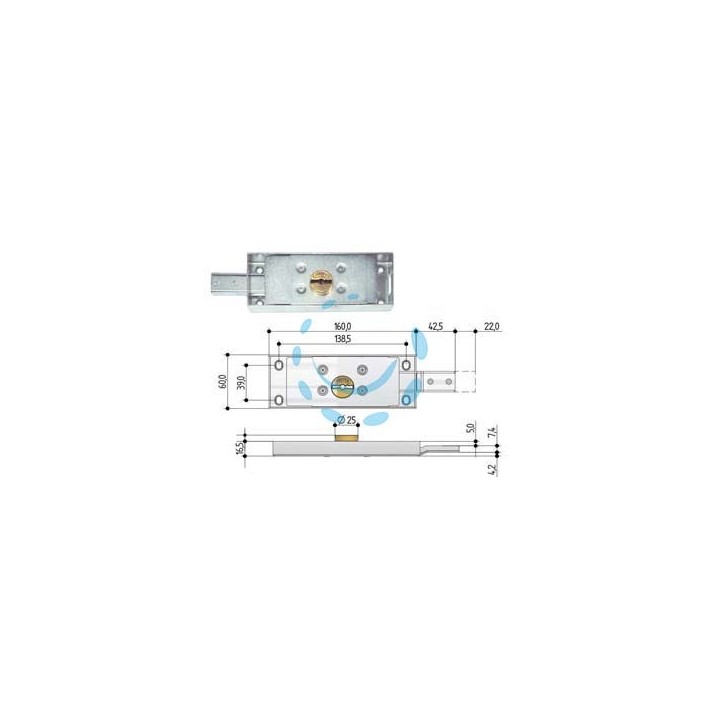 SERRATURA SERRANDA LATERALE CILINDRO FISSO DOPPIA MAPPA - DX (8632.401)