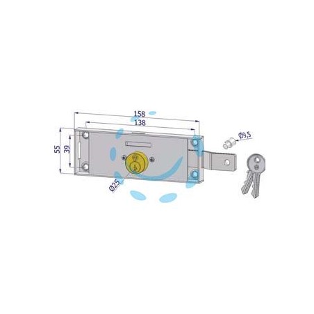 SERRATURA PER SERRANDA LATERALE CILINDRO FISSO TONDO - DX (2275DZB4508XX2)