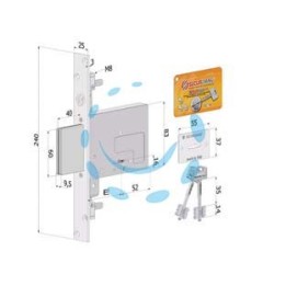 SERRATURA TRIPLICE INFILARE DOPPIA MAPPA 2033 - mm.70 (2033XZB7025AM2)