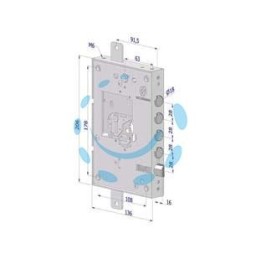 SERRATURA TRIPLICE APPLICARE PER PORTE BLINDATE SENZA NUCLEO INT.28 25 - mm.63 SX (2501SCR0328)