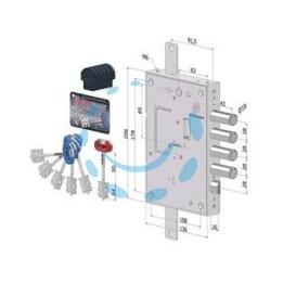 SERRATURA TRIPLICE APPLICARE P/PORTE BLINDATE D.MAPPA REV. INT.28 240 - mm.63 (2401DCR0328S56)