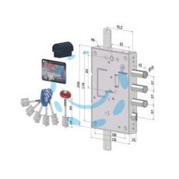 SERRATURA TRIPLICE APPLICARE P/PORTE BLINDATE D.MAPPA REV. INT.37 240 - mm.63 (2401DCR0337S56)