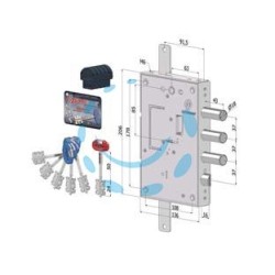 SERRATURA TRIPLICE APPLICARE P/PORTE BLINDATE D.MAPPA REV. INT.37 240 - mm.63 (2401DCR0337S56)