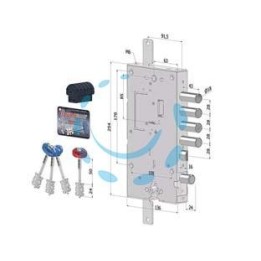 SERRATURA TRIPL.APPLICARE PORTE BLINDATE D.M.+CIL.EU REV. INT.28 243 - mm.63 (2431DCR0328S56)