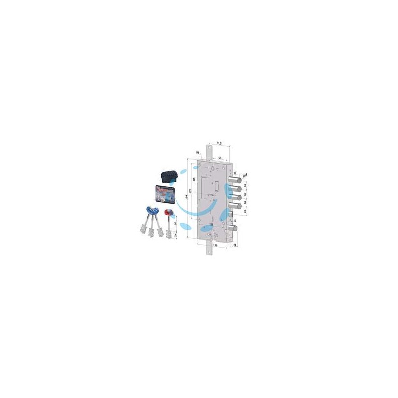 SERRATURA TRIPL.APPLICARE PORTE BLINDATE D.M.+CIL.EU REV. INT.28 243 - mm.63 (2431DCR0328S56)