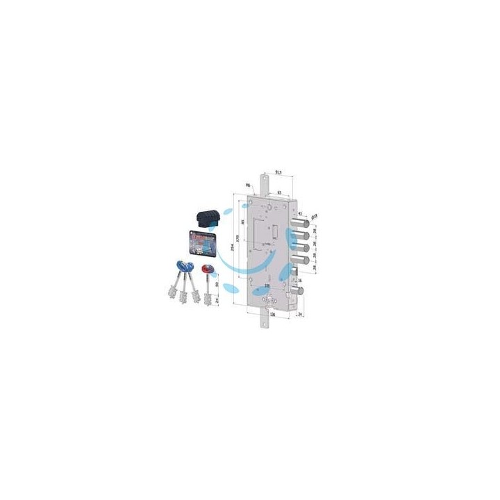SERRATURA TRIPL.APPLICARE PORTE BLINDATE D.M.+CIL.EU REV. INT.28 243 - mm.63 (2431DCR0328S56)