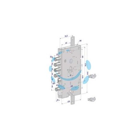 SERRATURA TRIPLICE APPLICARE PORTE BLINDATE CIL.EU REVERSIBILE 268 - mm.63 (2681SCR0328CXX)