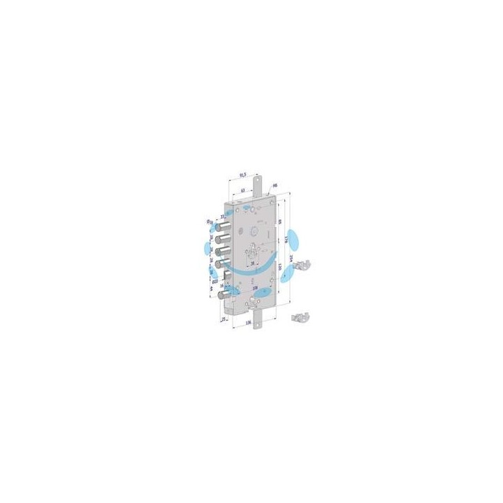 SERRATURA TRIPLICE APPLICARE PORTE BLINDATE CIL.EU REVERSIBILE 268 - mm.63 (2681SCR0328CXX)