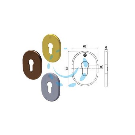 MOSTRINA INTERNA/ESTERNA CILINDRO EUROPEO SERIE T - mm.62X82X6 all.anodizzato bronzato (4302KF4)