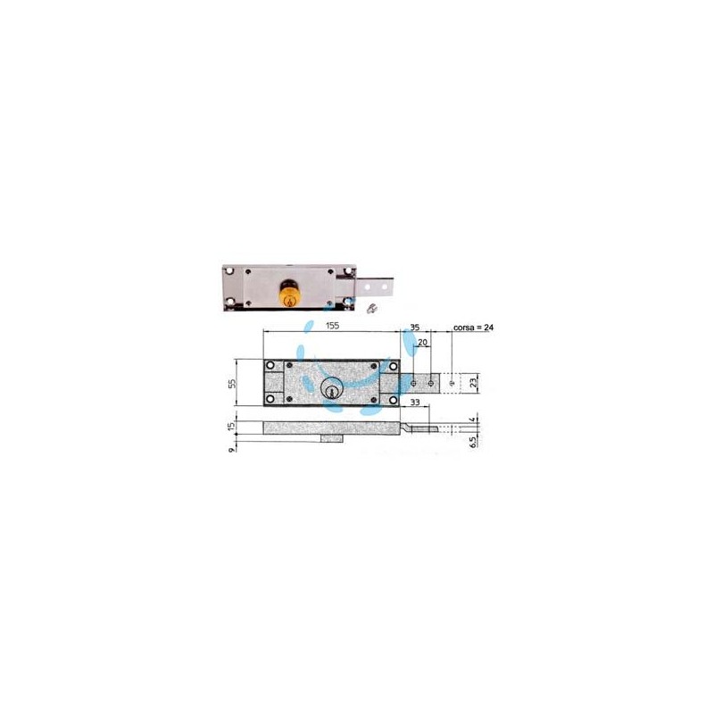 SERRATURA PER SERRANDA LATERALE CILINDRO FISSO TONDO - SX mm.155x15x55h. (8233.9)