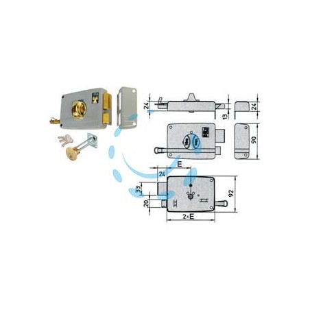 SERRATURA APPLICARE PORTE IN LEGNO POMOLO INTERNO CATEN.SCR.7600 - mm.40 DX (1.7601)