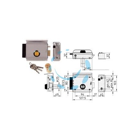 ELETTROSERRATURA APPLICARE PER CANCELLI CON TETTO REGOLABILE 8992 - mm.50/80 DX (8992.1) 