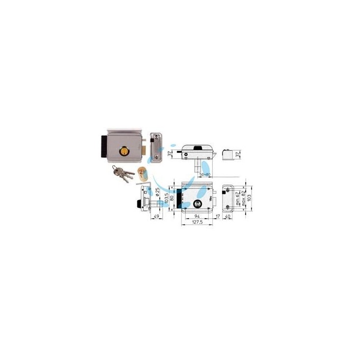 ELETTROSERRATURA APPLICARE PER CANCELLI CON TETTO REGOLABILE 8992 - mm.50/80 SX (8992.2)