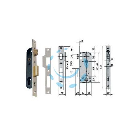 SERRATURA DA INFILARE A CILINDRO 1 MANDATA 7435 - mm.30 (7435.30)