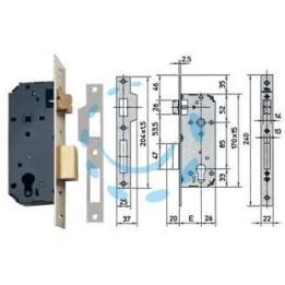 SERRATURA DA INFILARE A CILINDRO 2 MANDATE 7435 - mm.35 (7435.35)