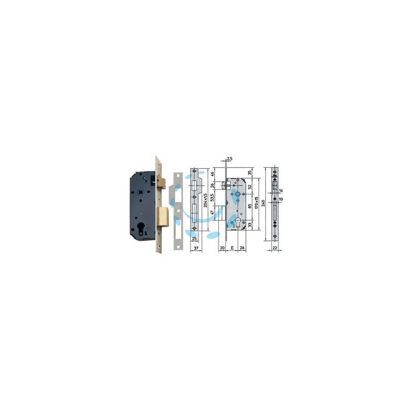 SERRATURA DA INFILARE A CILINDRO 2 MANDATE 7435 - mm.60 (7435.60)
