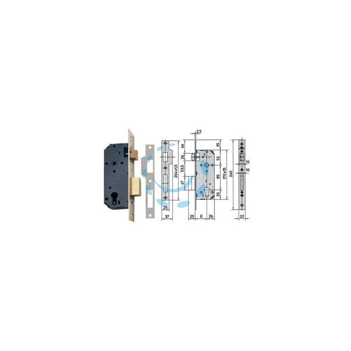 SERRATURA DA INFILARE A CILINDRO 2 MANDATE 7435 - mm.60 (7435.60)