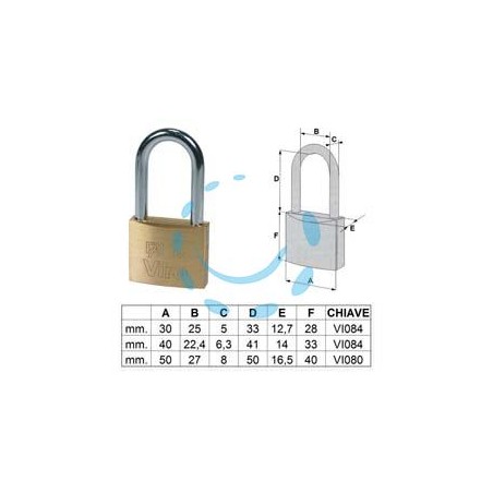 LUCCHETTO ARCO LUNGO "FAI BY VIRO" - mm.50 (art.555.49)