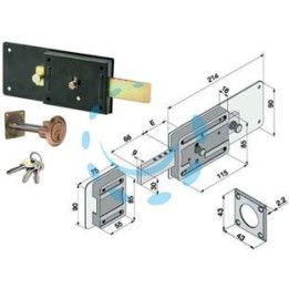 FERROGLIETTO SOLO CATENACCIO 6 MANDATE CON CILINDRO STACCATO 012 - mm.50 (01250801)