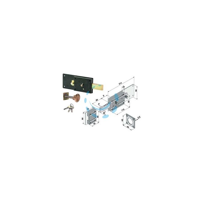 FERROGLIETTO SOLO CATENACCIO 6 MANDATE CON CILINDRO STACCATO 012 - mm.50 (01250801)