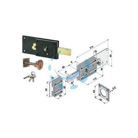 FERROGLIETTO SOLO CATENACCIO 6 MANDATE CON CILINDRO STACCATO 012 - mm.50 (01250801)