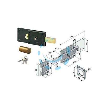 FERROGLIETTO SOLO CATENACCIO 6 MANDATE CON CILINDRO FISSO 012 - mm.50 (01250501)