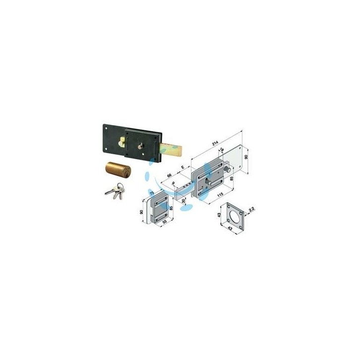FERROGLIETTO SOLO CATENACCIO 6 MANDATE CON CILINDRO FISSO 012 - mm.50 (01250501)
