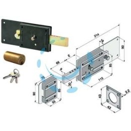 FERROGLIETTO SOLO CATENACCIO 6 MANDATE CON CILINDRO FISSO 012 - mm.60 (01260601)