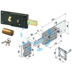 FERROGLIETTO SOLO CATENACCIO 6 MANDATE CON CILINDRO FISSO 012 - mm.60 (01260601)