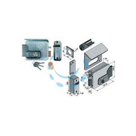 ELETTROSERRATURA APPLICARE PER CANCELLI DOPPIO CIL.FISSO CON TETTO 331 - mm.50 DX (33150501)