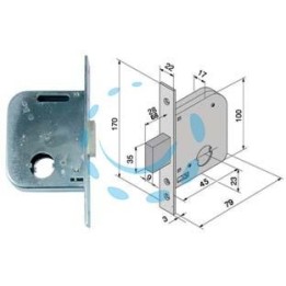 SERRATURA DA INFILARE PER CANCELLI SOLO CATENACCIO 071 - mm.45 con catenaccio da mm.28 (07145000)