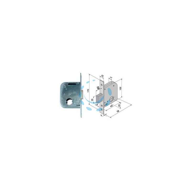 SERRATURA DA INFILARE PER CANCELLI SOLO CATENACCIO 071 - mm.45 con catenaccio da mm.68 (07145400)