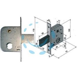SERRATURA DA INFILARE PER CANCELLI CON QUADRO CATENACCIO E SCROCCO 075 - mm.45 con catenaccio da mm.58 (07545000)