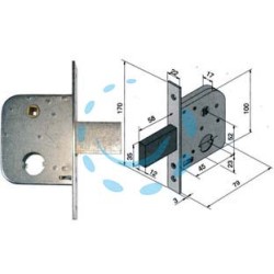 SERRATURA DA INFILARE PER CANCELLI CON QUADRO CATENACCIO E SCROCCO 075 - mm.45 con catenaccio da mm.58 (07545000)