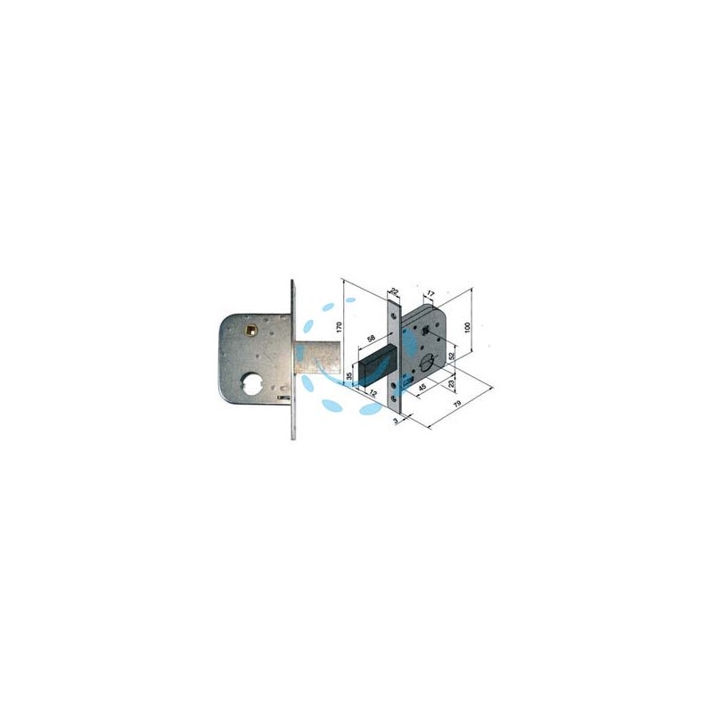 SERRATURA DA INFILARE PER CANCELLI CON QUADRO CATENACCIO E SCROCCO 075 - mm.45 con catenaccio da mm.58 (07545000)