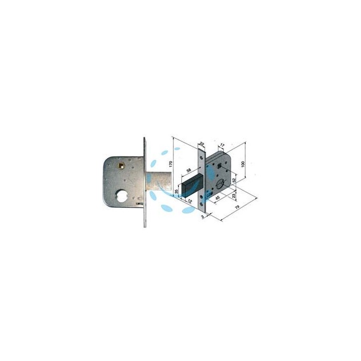 SERRATURA DA INFILARE PER CANCELLI CON QUADRO CATENACCIO E SCROCCO 075 - mm.45 con catenaccio da mm.58 (07545000)