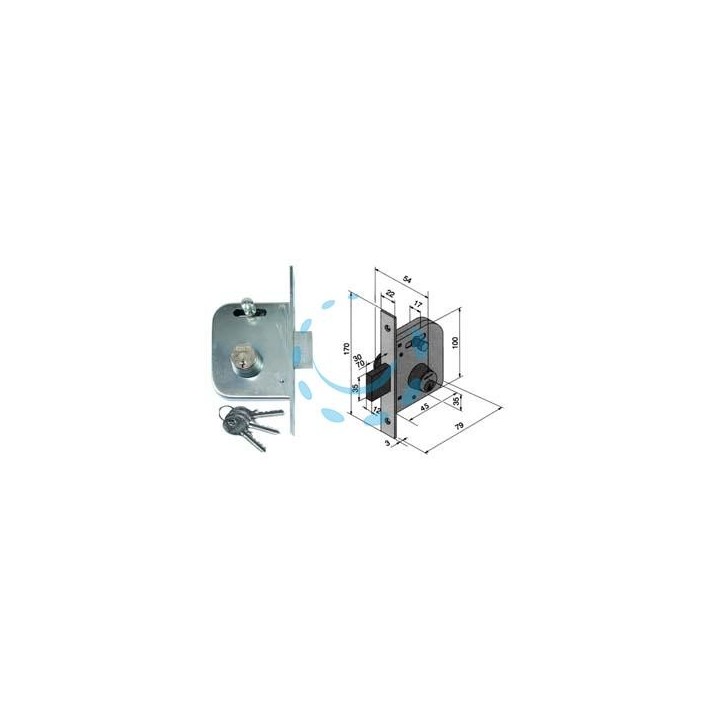 SERRATURA DA INFILARE PER CANCELLI CATENACCIO E SCR. CON NOTTOLINO 065 - mm.45 con catenaccio da mm.30 (06545000)