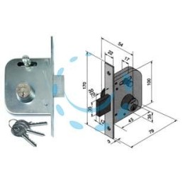 SERRATURA DA INFILARE PER CANCELLI CATENACCIO E SCR. CON NOTTOLINO 065 - mm.45 con catenaccio da mm.70 (06545400)