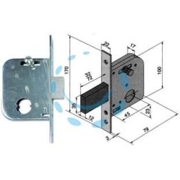 SERRATURA DA INFILARE PER CANCELLI CATENACCIO E SCR. CON NOTTOLINO 073 - mm.45 con catenaccio da mm.72 (07345400)