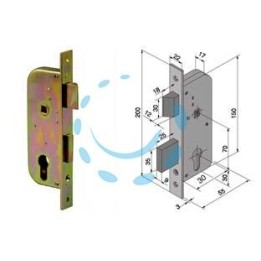 SERRATURA DA INFILARE PER CANCELLI 2 MANDATE E SCR. CIL. SAGOMATO 061 - mm.30 con catenaccio mm.25 (06130000)